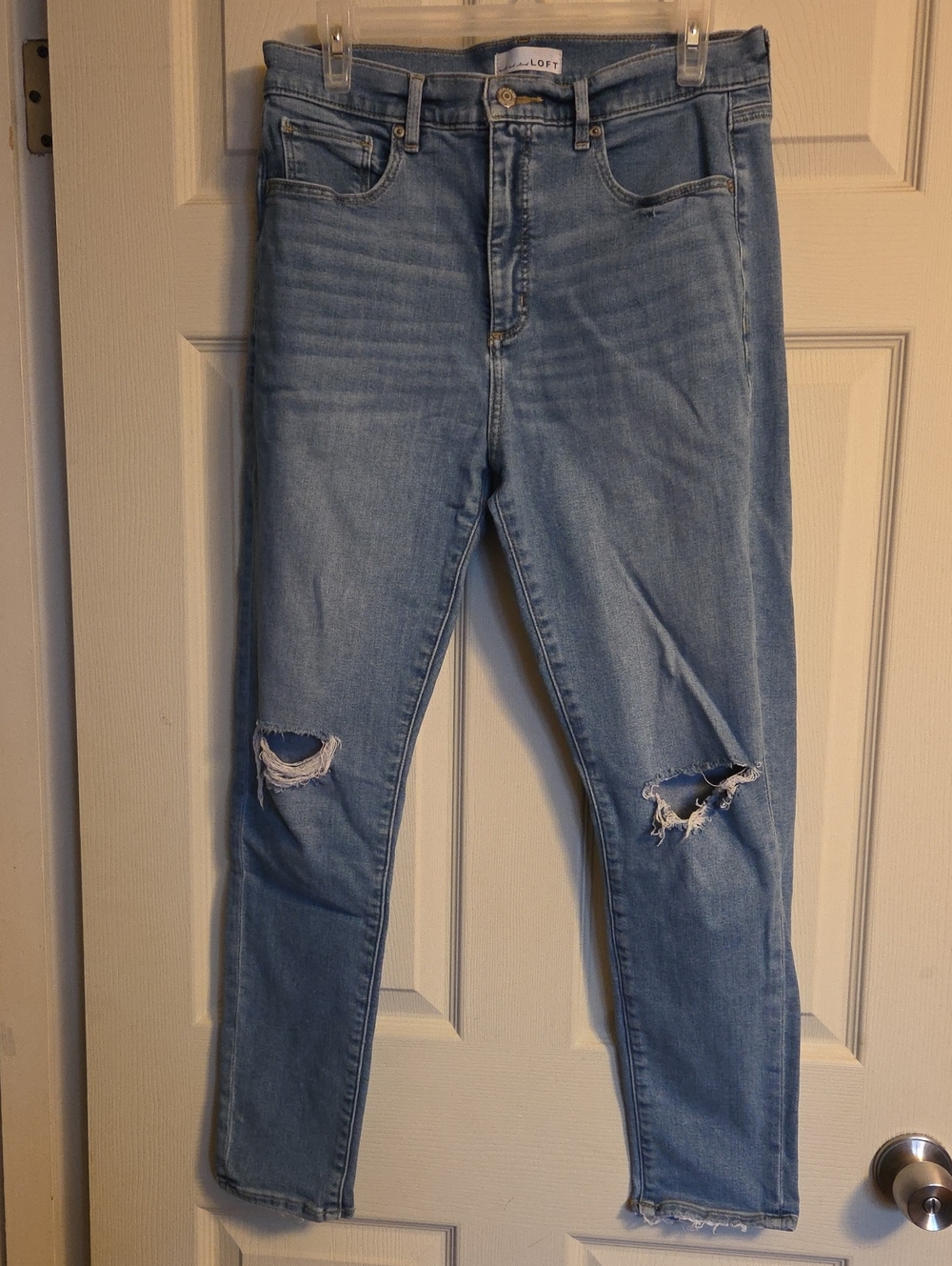Loft "The Skinny" Light Blue Distressed High-Rise Jeans Size 10